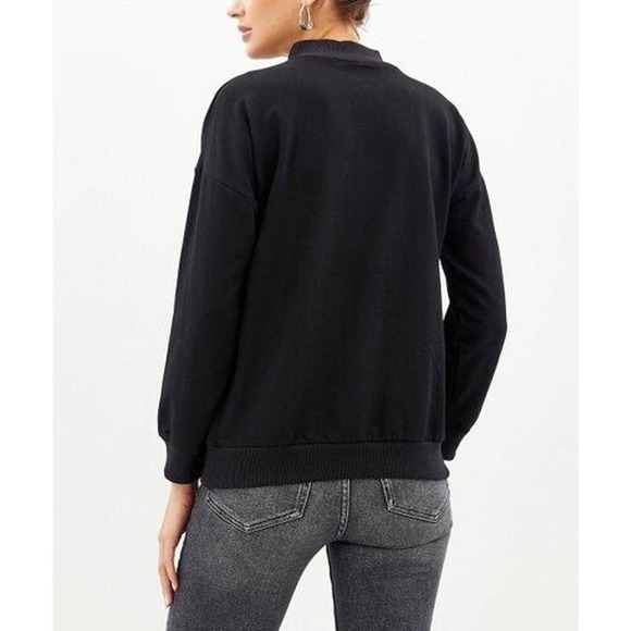 New with Tag! Stay Stylish with Milan Kiss Black Quarter Zip Sweatshirt - Size S - Picture 3 of 6